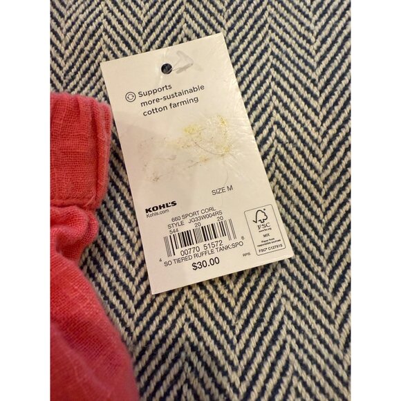 NWOT Kohls Goods For Life Coral Cotton Ruffle Tank Top Size M - Picture 4 of 7